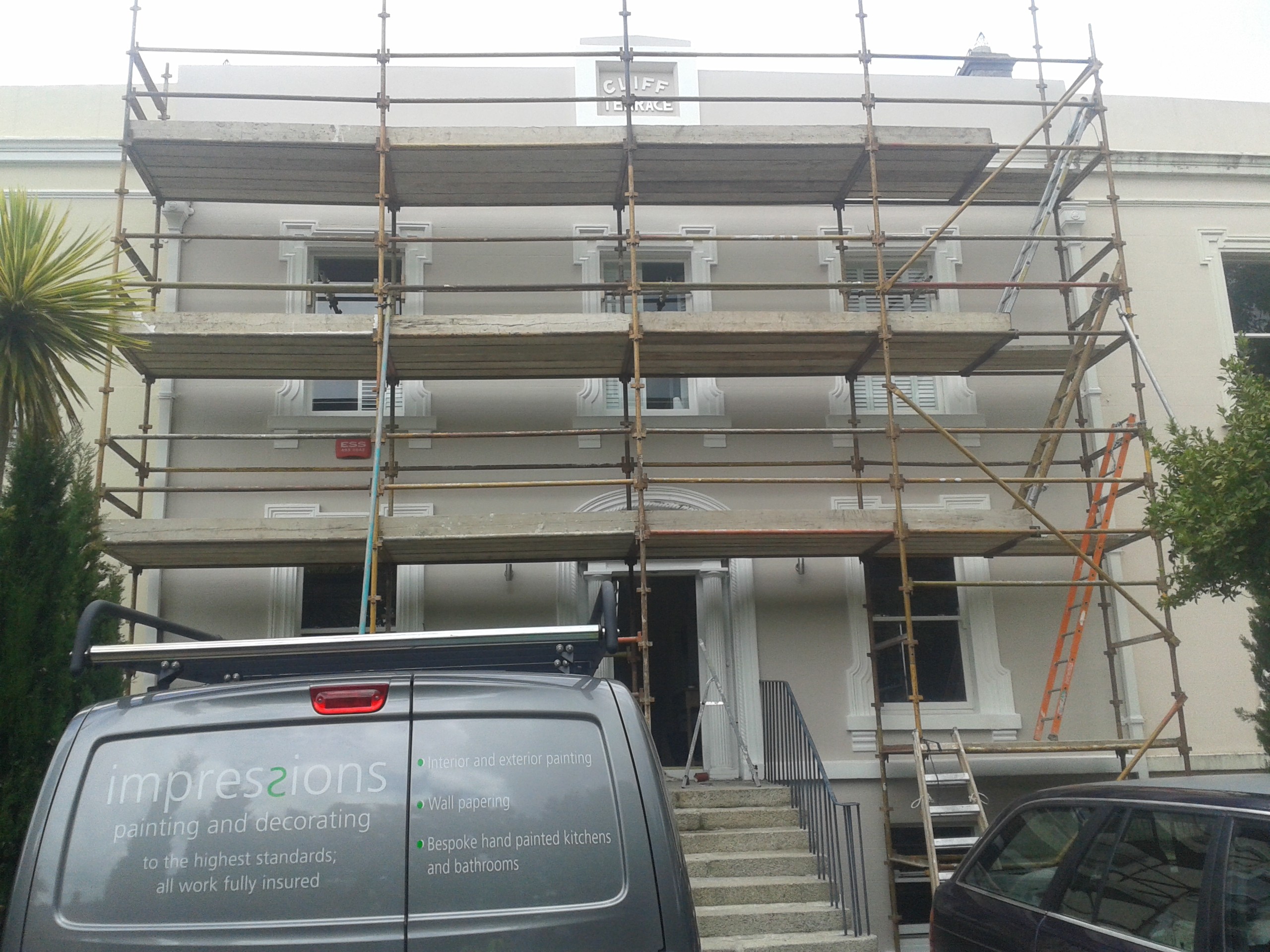 When is scaffolding necessary for painting the exterior of a house blog by Impressions Painting and Decorating