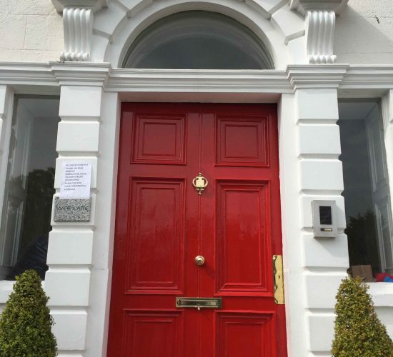 Fully restored period front door and brasses in Monkstown by Impressions Painting and Decorating