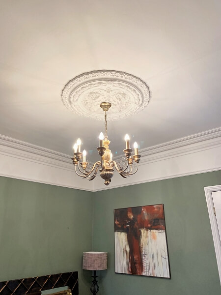 After photo of ceiling rose and ceiling restoration by period house expert painters and decorators Impressions Painting and Decorating