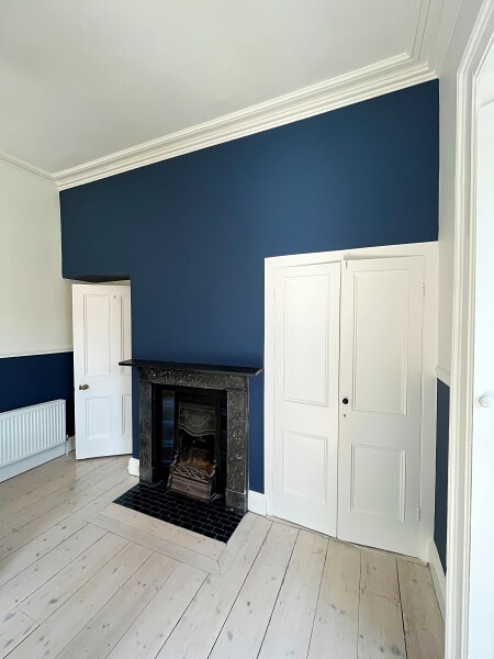 Bedroom after being painted by Impressions Painters and Decorators in a period house in Dalkey