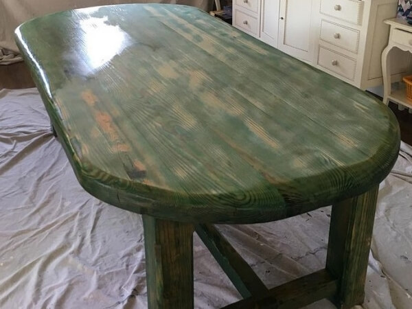 Before photo of a table hand painted by Impressions Paniters and Decorators in Dublin