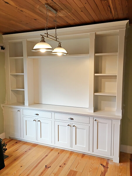 Bespoks shelving and tv room unit painted by Impressions living room and tv furniture painters Dublin