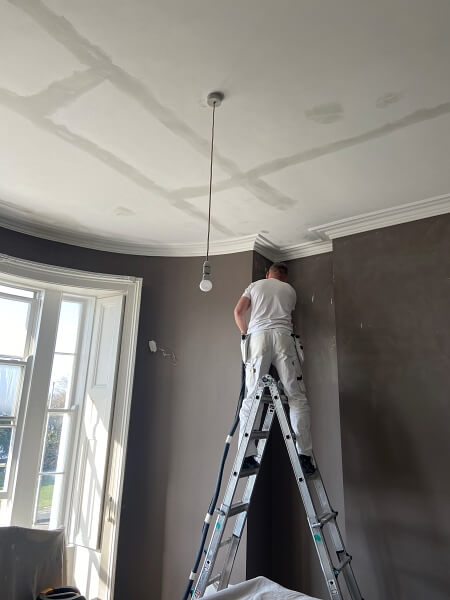 Ceiling restoration and bedroom painting in a period house painted and restored by Impressions Painting and Decorating