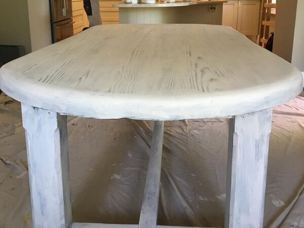 During photo of a primed table that was then hand painted by Impressions Paniters and Decorators in Dublin
