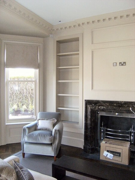 Hand painted bespoke study and bookshelves in Foxrock in Dublin by Impressions home office Painters and Decorators