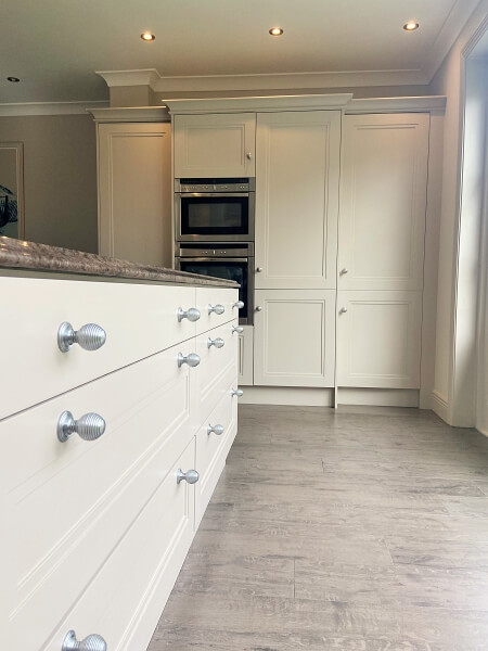 Handpainted kitchen island and cabinets in Blackrock by Impressions Painters and Decorators Dublin