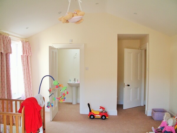 New nursery bedroom extension plaster and woodwork painted and decorated by Impressions Painters and Decorators