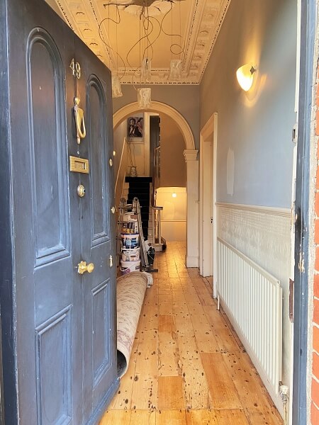 Period house front door, hall and ceiling restoration by Impressions painting and decorating