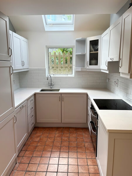 Wooden kitchen cupboards in Dublin after being painted by Impressions Painting and Decorating in Stillorgan