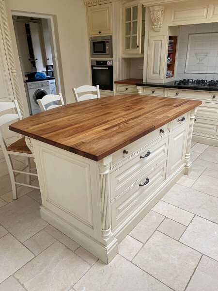Kitchen island painters and varnishers before photos by Impressions painting and decorating in south Dublin