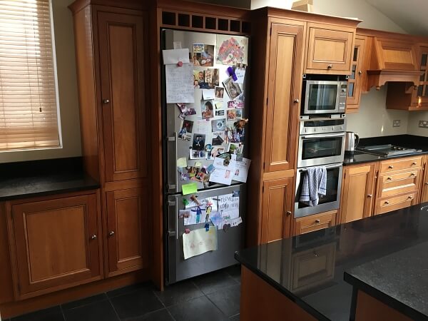 Wooden kitchen cabinets before being painted by Clontarf Impressions kitchen painters and decorators