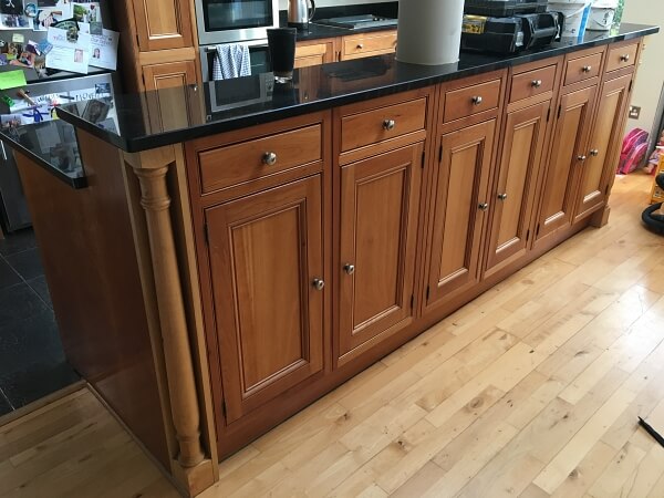 Wooden kitchen island before being painted by Clontarf Impressions kitchen painters and decorators