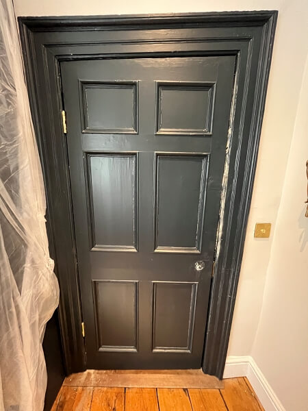Before example of interior period door painting by Impressions painting and decorating in Ranelagh