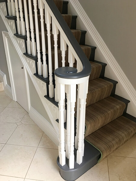 Stairs and bannisters restored and hand-painted by Impressions Stair Painters and Decorators