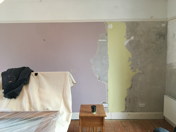Bedroom before wallpapering in a period house restoration by Impressions Painting and Decorating Killiney